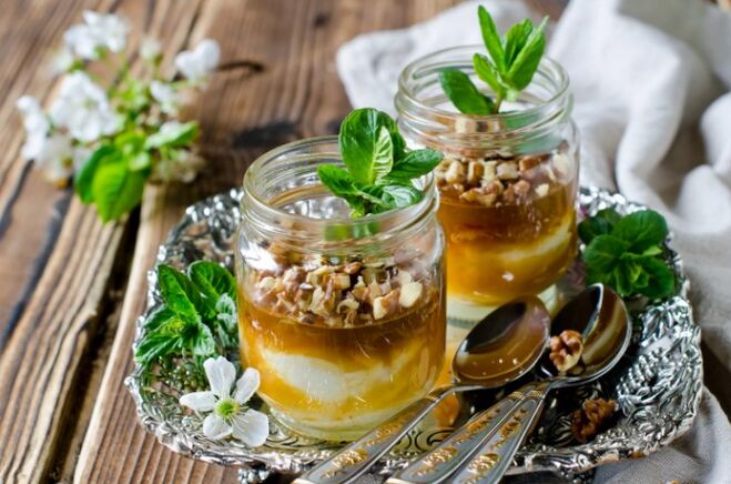 A mixture of honey and nuts